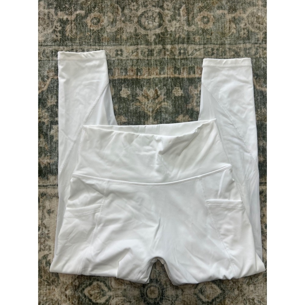 OFFLINE by Aerie Goals 7/8 Leggings White Hi-Rise Mesh Pocket Short Inseam Large
